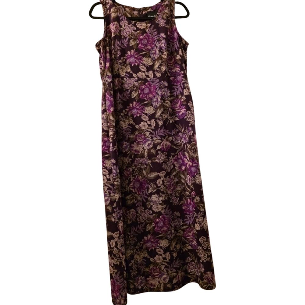 Vtg 90s Floral Sleeveless Maxi Dress Purple Melisa Harper Womens 12 Boho Fairy